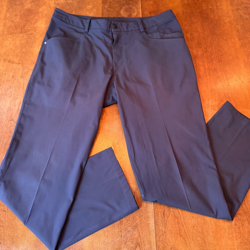 Lululemon Pant Men 36x33 Navy Blue Commission Pant Classic Slim Chino Tech 5 Pkt